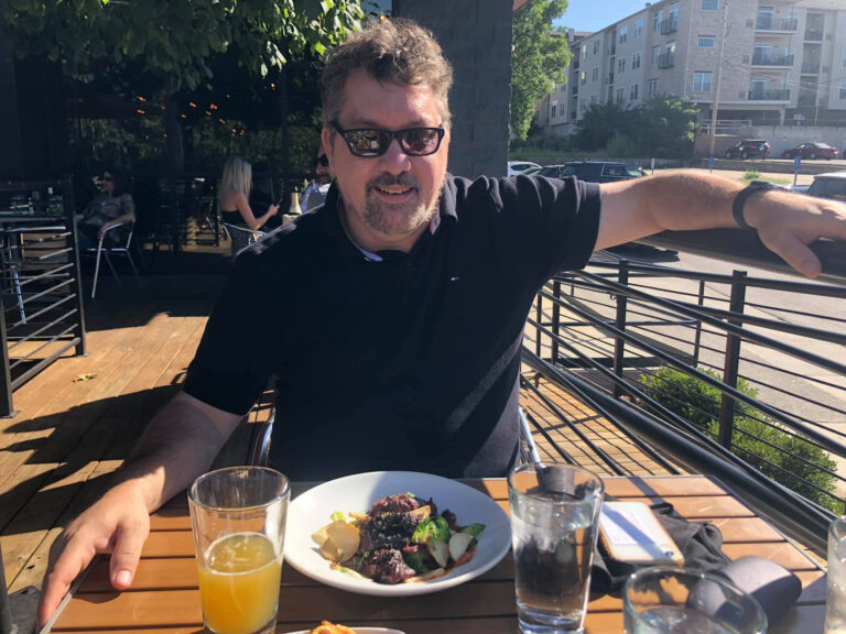 Me, having dinner with Alisha at Eatery A in Des Moines.