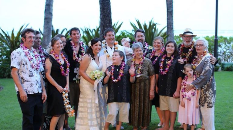 At Ellen's and Patrick's wedding at Waikiki, on Oahu.
