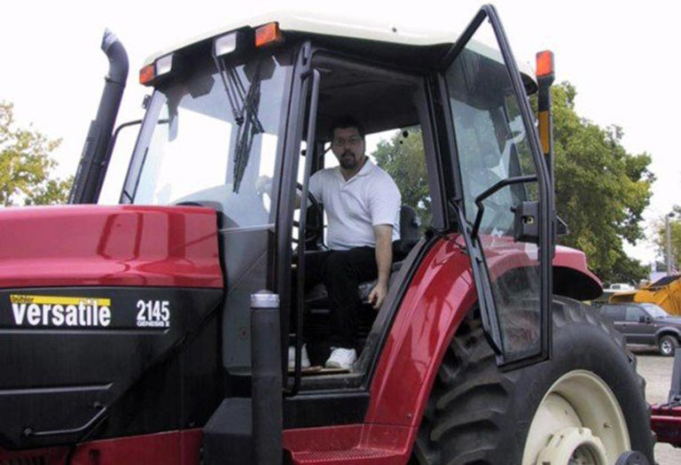 Shopping for a modern tractor at the Iowaa State Fair.