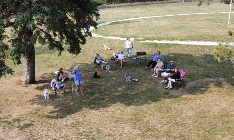 With our friends at the dog park in Ames.