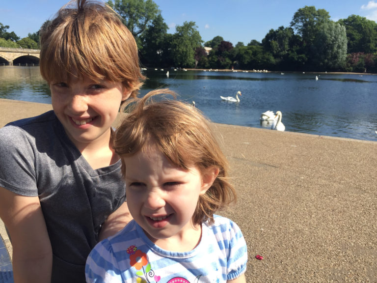 Enjoying Hyde Park after a redeye flight.
