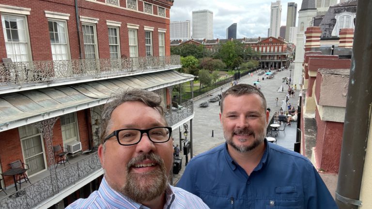Looking at Jackson Square from the hotel balcony, in New Orleans.