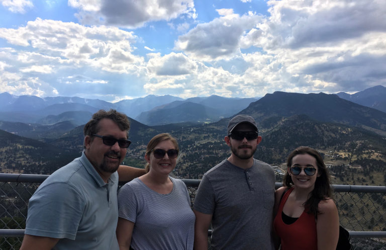 With Tim and Valli, above Estes Park.