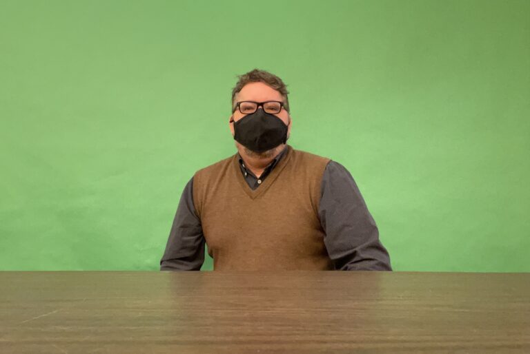 Me, teaching in the Studio in front of the ChromaKey green screen.