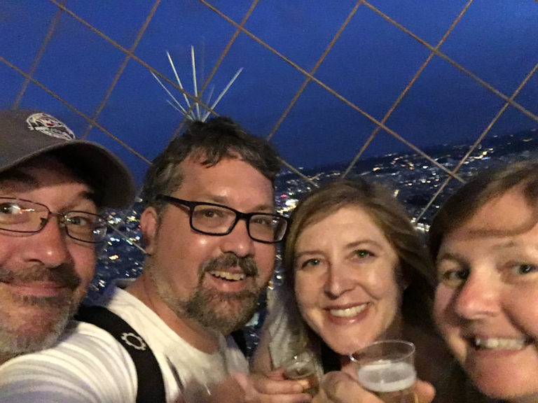 Mignight, at the top of the Eiffel Tower.