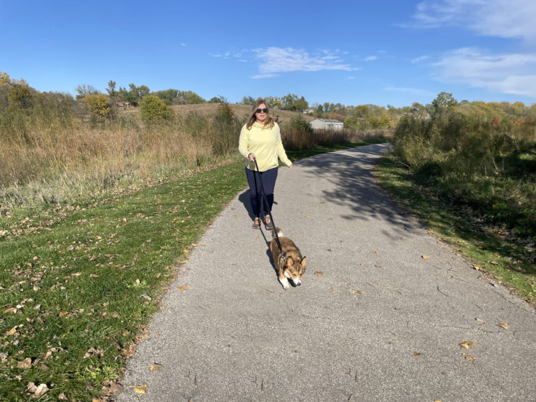 Walking Rosie around the lake at Ada Hayden Park.