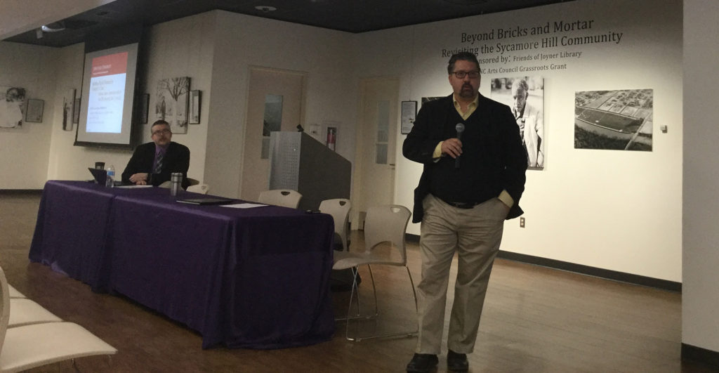 Me, presenting about the Digital Humanities at East Carolina University.