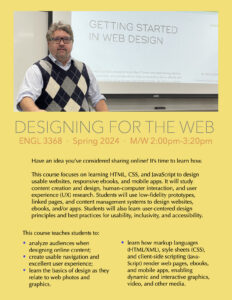 A flyer for my Spring 2024 web design course.