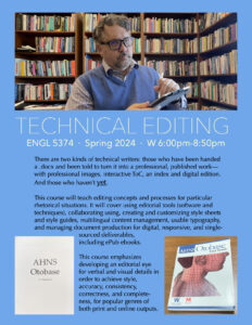 A flyer for my Spring 2024 technical editing course.