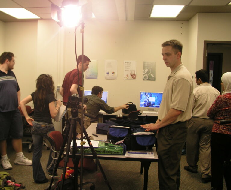 Editing video in class, back when HD was new.