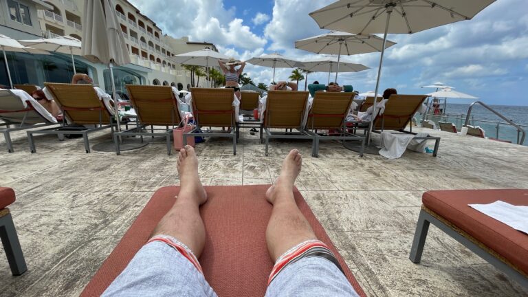 Relaxing by the pool in Cozumel.