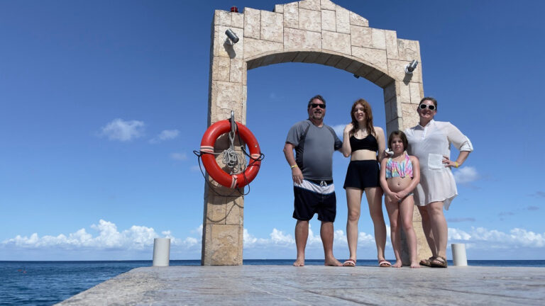 Us, on the scuba pier in Cozumel.