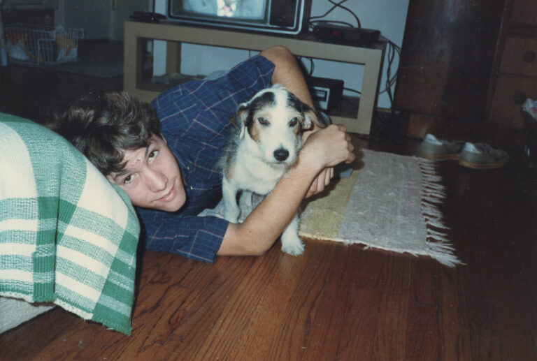 Me and my elderly childhood dog, Raffles.