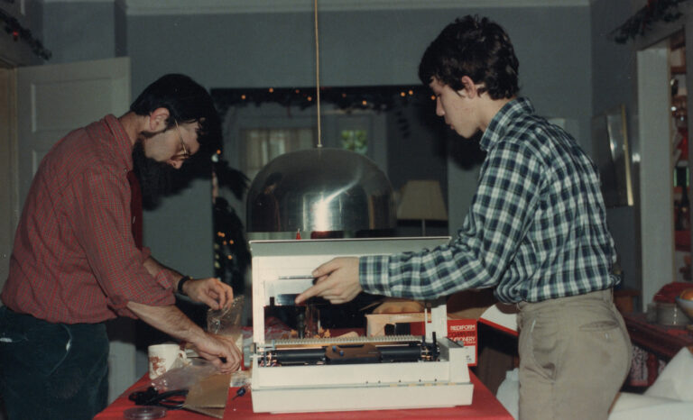 Assembling our family daisy-wheel printer in 1984.
