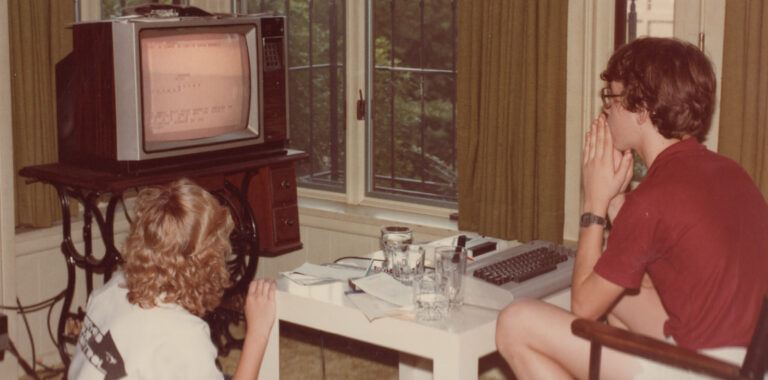Me, working on a Commodore 64 in high school.