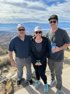 Geoff, Ellen, and Jeremy above the Coachella Valley.