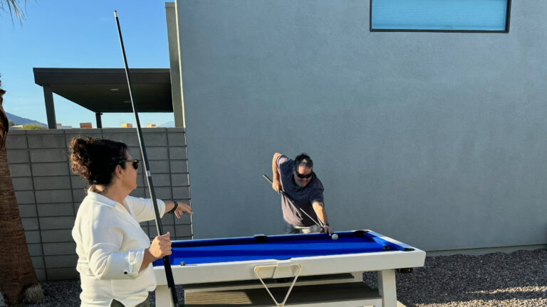 Ellen and me playing pool.