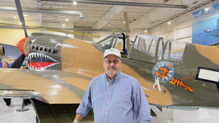Me, in front of a WWII P-40 at the Palm Springs Air Museum.