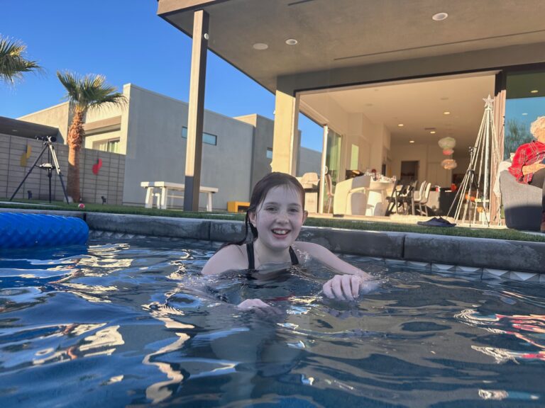 Charlie loves swimming pools.