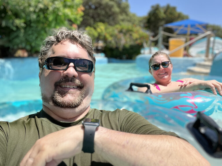Us, enjoying a day at the Lubbock water park.