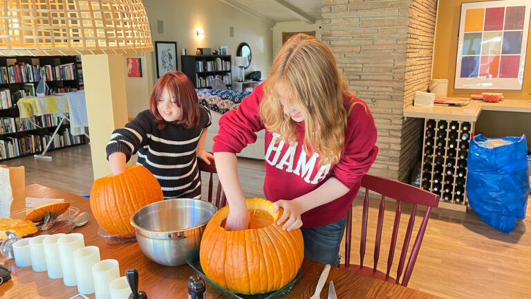 Preparing for Halloween at the new house.