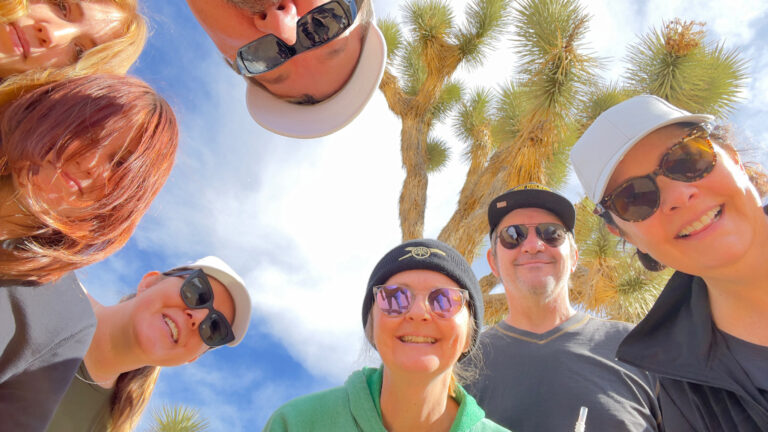 Us, with a Joshua tree at Joshua Tree National Park.