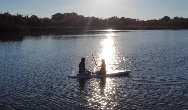 Paddleboarding in Lubbock, Texas.