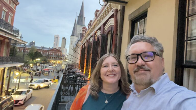 At Jackson Square, in New Orleans, for an anniversary with Alisha.